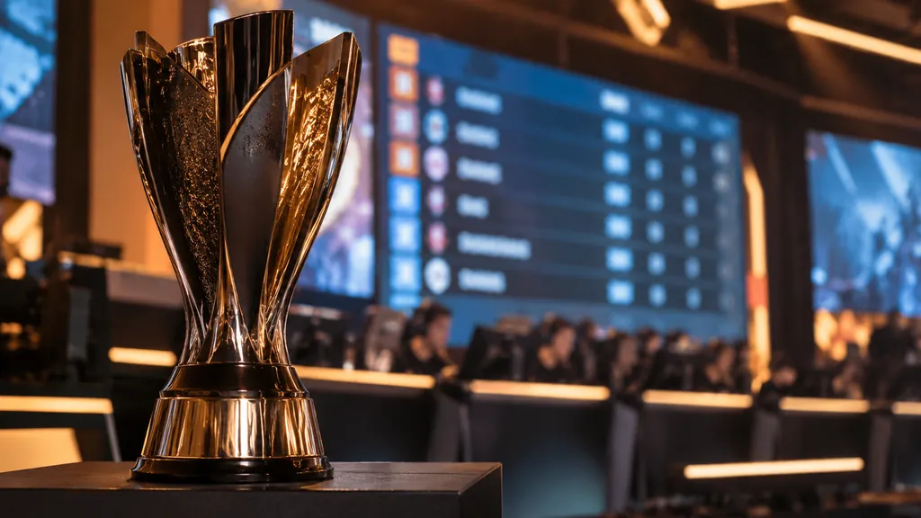 Esports venue and competitive trophy illustrating R6 Leaderboard - Check Top Rainbow Six Siege Players and Rankings