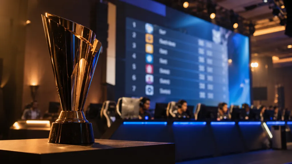 Esports venue and competitive trophy illustrating R6 Leaderboard - Check Top Rainbow Six Siege Players and Rankings