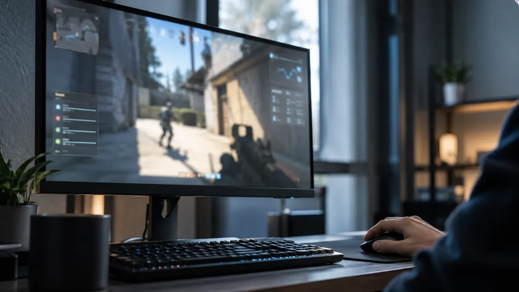 Gaming analytics workstation illustrating R6 Live Match Tracker - Check Player Stats During Siege Matches