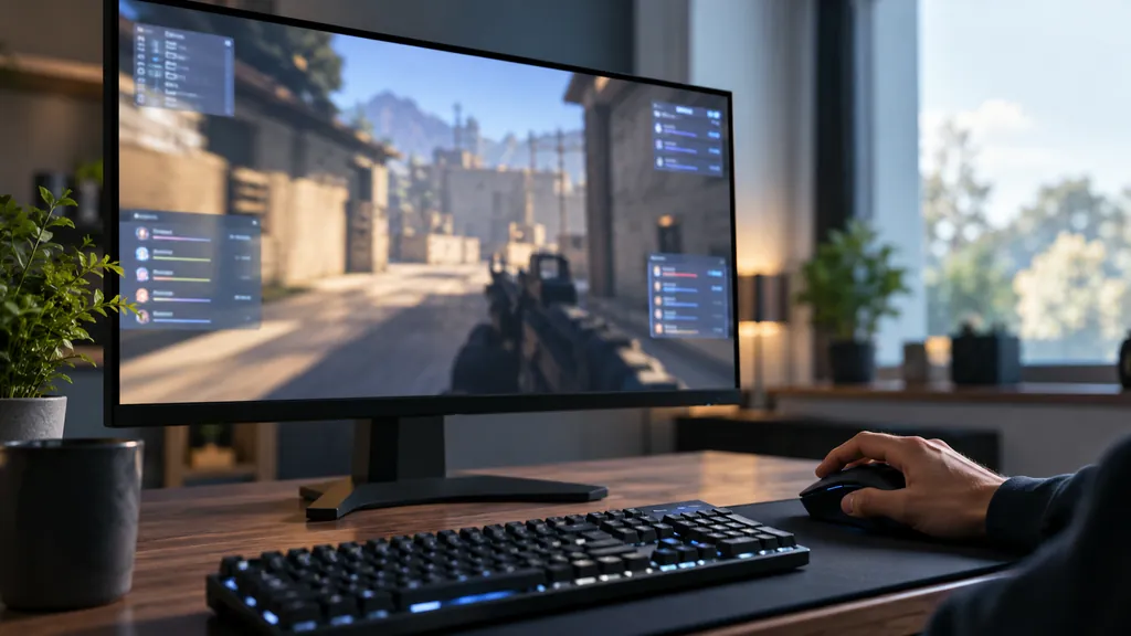 Gaming analytics workstation illustrating R6 Live Match Tracker - Check Player Stats During Siege Matches