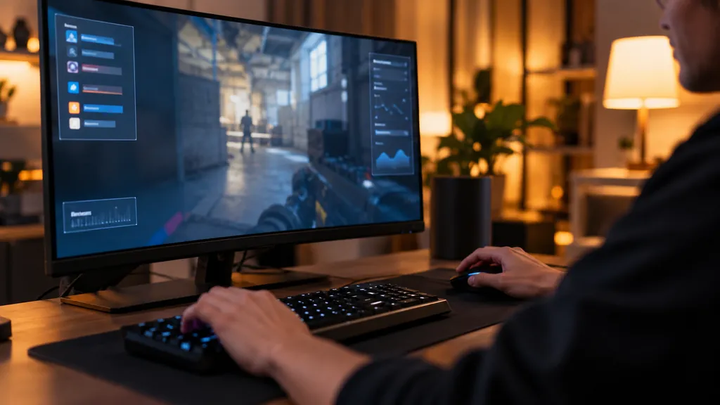 Gaming analytics workstation illustrating R6 Live Stats - Check Real-Time Siege Player Performance