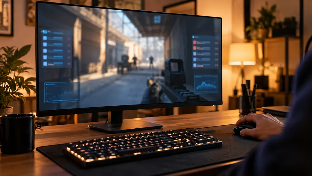 Gaming analytics workstation illustrating R6 Live Stats - Check Real-Time Siege Player Performance