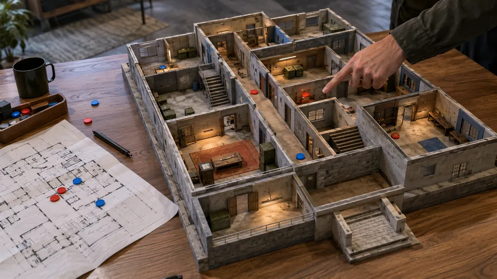 Architectural tactical-map model illustrating R6 Map Stats - Find Your Best and Worst Rainbow Six Siege Maps