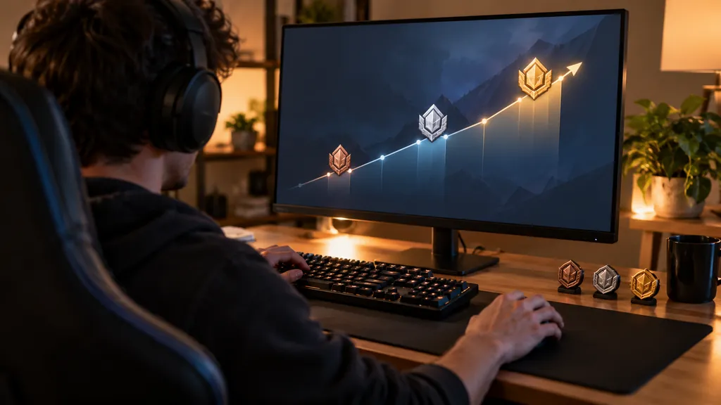 Gaming analytics workstation illustrating R6 MMR Tracker - How Rainbow Six Siege Skill Rating Works