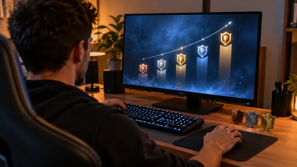 Gaming analytics workstation illustrating Rainbow Six Siege Rank System Explained - Ranks, RP and Ranked 3.0