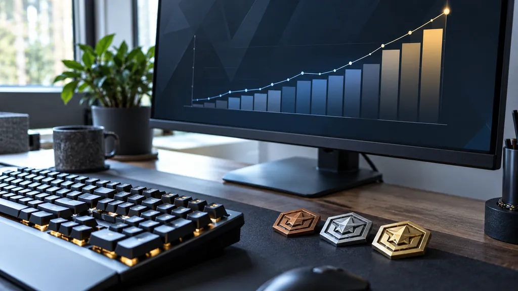 Gaming analytics workstation illustrating R6 RP Tracker - Track Ranked Points and Siege Rank Progress