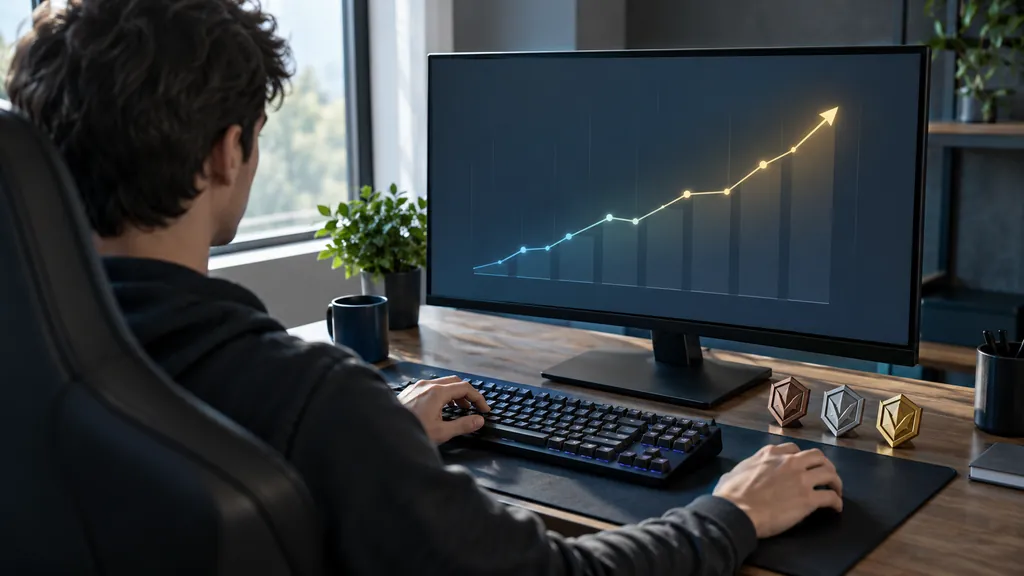 Gaming analytics workstation illustrating R6 RP Tracker - Track Ranked Points and Siege Rank Progress