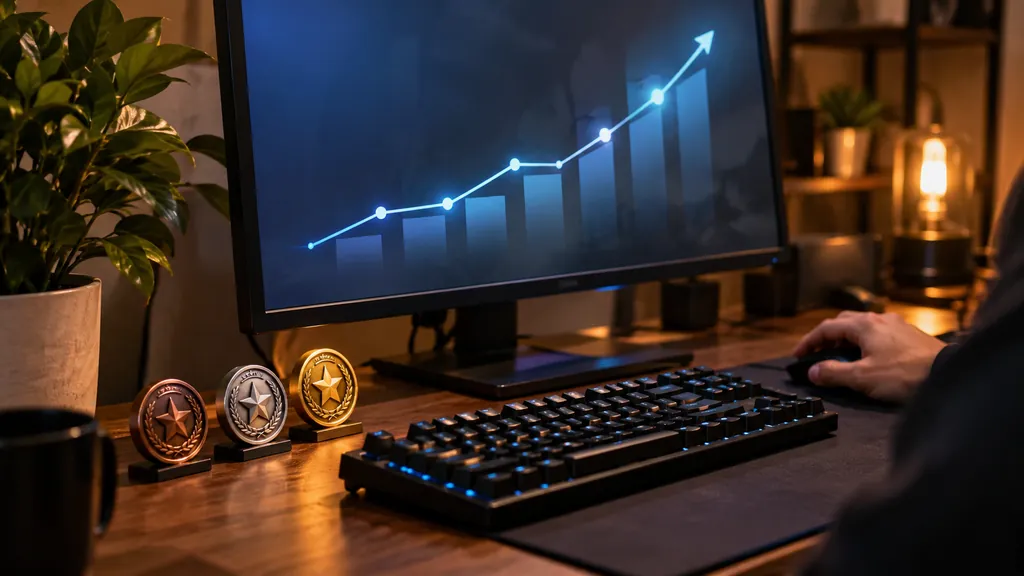 Gaming analytics workstation illustrating R6 Siege X Tracker - Complete Guide to Player Stats and Rankings