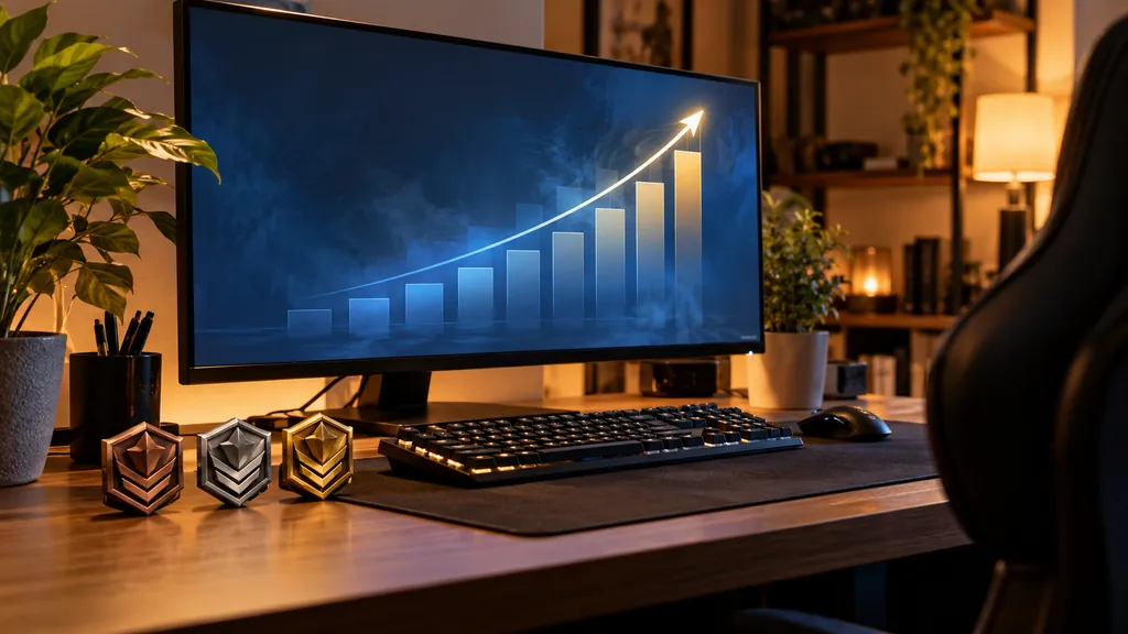 Gaming analytics workstation illustrating R6 Siege X Tracker - Complete Guide to Player Stats and Rankings