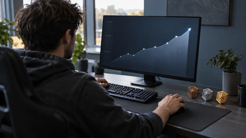 Gaming analytics workstation illustrating R6 Stat Checker - Find Player Rank KD Wins and Match Stats