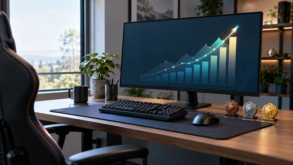 Gaming analytics workstation illustrating R6 Stat Checker - Find Player Rank KD Wins and Match Stats