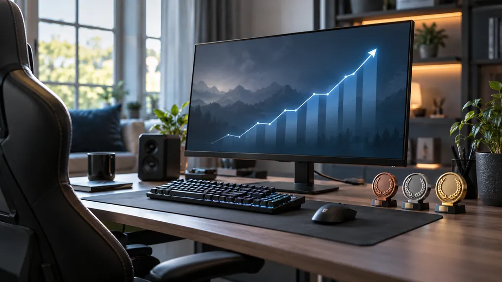 Gaming analytics workstation illustrating R6 Stats - How to Check KD Rank Wins and Match Performance