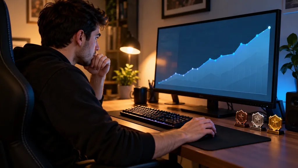 Gaming analytics workstation illustrating R6 Stats Tracker - Check Player Rank KD Wins and Performance