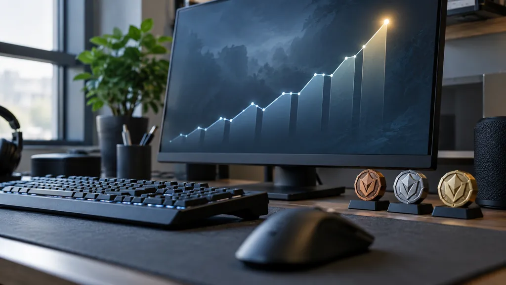 Gaming analytics workstation illustrating R6 Tracker - Check Rainbow Six Siege Player Stats and Rankings