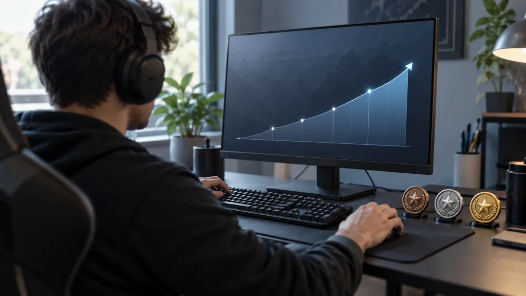Gaming analytics workstation illustrating R6 Tracker - Check Rainbow Six Siege Player Stats and Rankings