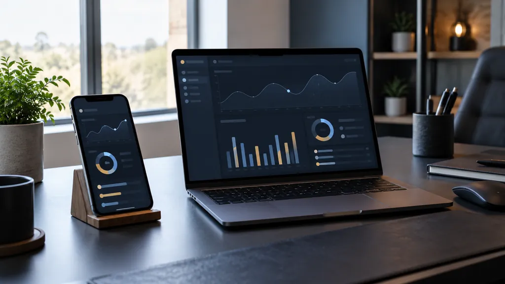 Gaming statistics across phone and laptop illustrating R6 Tracker App - Complete Guide to Tracking Siege Player Stats