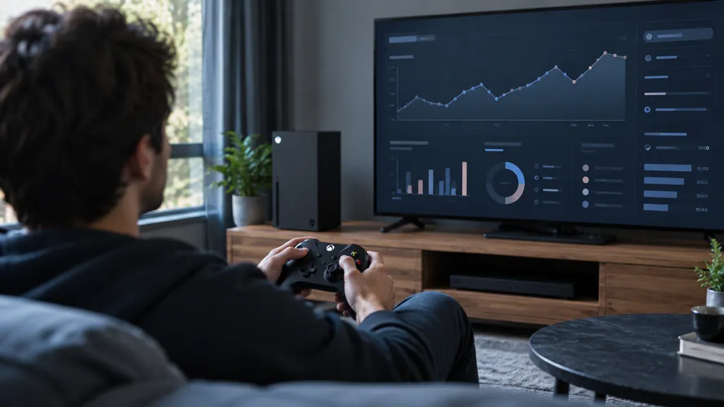 Xbox console gaming setup illustrating R6 Tracker Console - Check Xbox and PlayStation Siege Stats