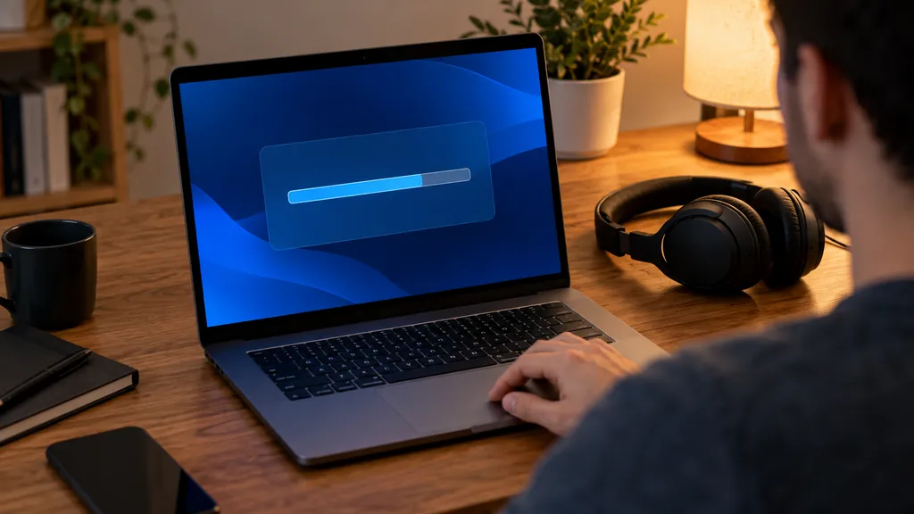 Laptop software installation scene illustrating R6 Tracker Download - How to Install and Use the Tracker