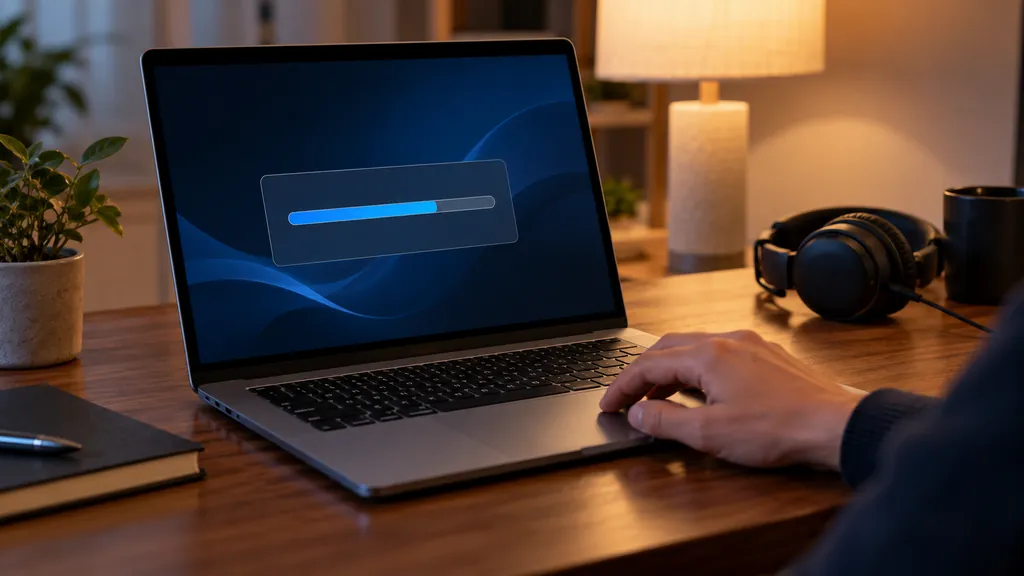 Laptop software installation scene illustrating R6 Tracker Download - How to Install and Use the Tracker