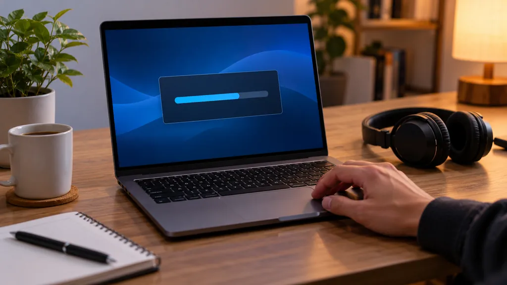Laptop software installation scene illustrating R6 Tracker Download - How to Install and Use the Tracker