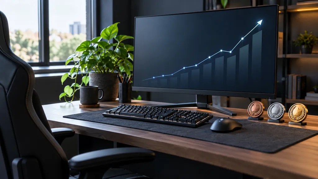 Gaming analytics workstation illustrating R6 Tracker - Check Rainbow Six Siege Player Stats and Rankings