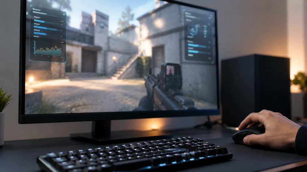 Gaming analytics workstation illustrating R6 Tracker Overlay - How to View Live Rainbow Six Siege Stats