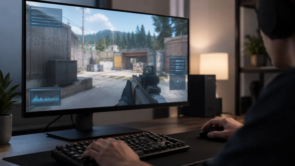 Gaming analytics workstation illustrating R6 Tracker Overlay - How to View Live Rainbow Six Siege Stats
