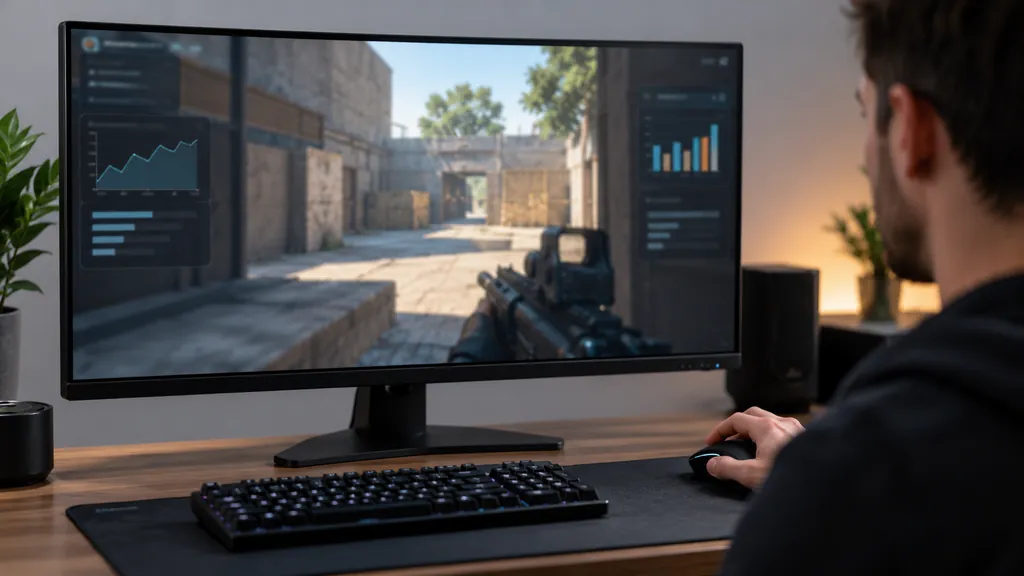 Gaming analytics workstation illustrating R6 Tracker Overlay - How to View Live Rainbow Six Siege Stats