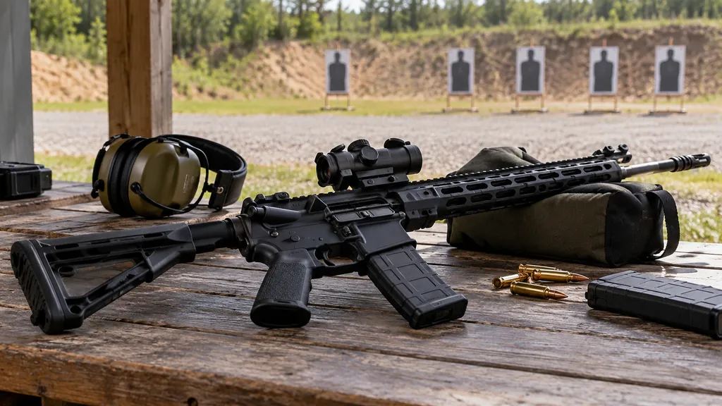 Training-range weapon and equipment illustrating R6 Weapon Stats - Check Weapon Performance Damage and Usage
