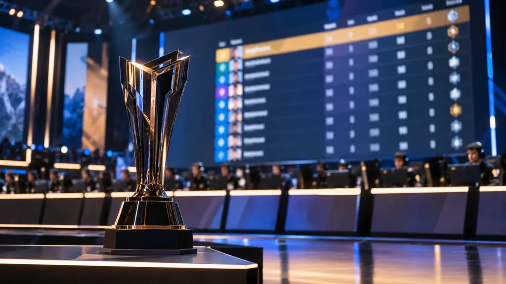 Esports venue and competitive trophy illustrating Rainbow Six Siege Leaderboard - Top Players Ranks and Stats