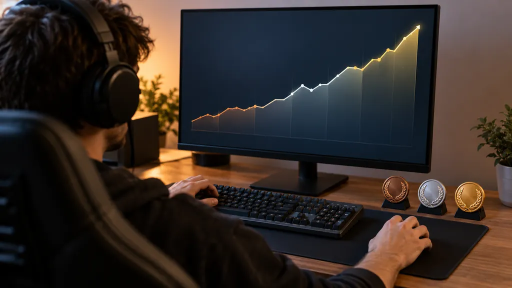 Gaming analytics workstation illustrating Rainbow Six Siege MMR Tracker - Check and Understand Your MMR