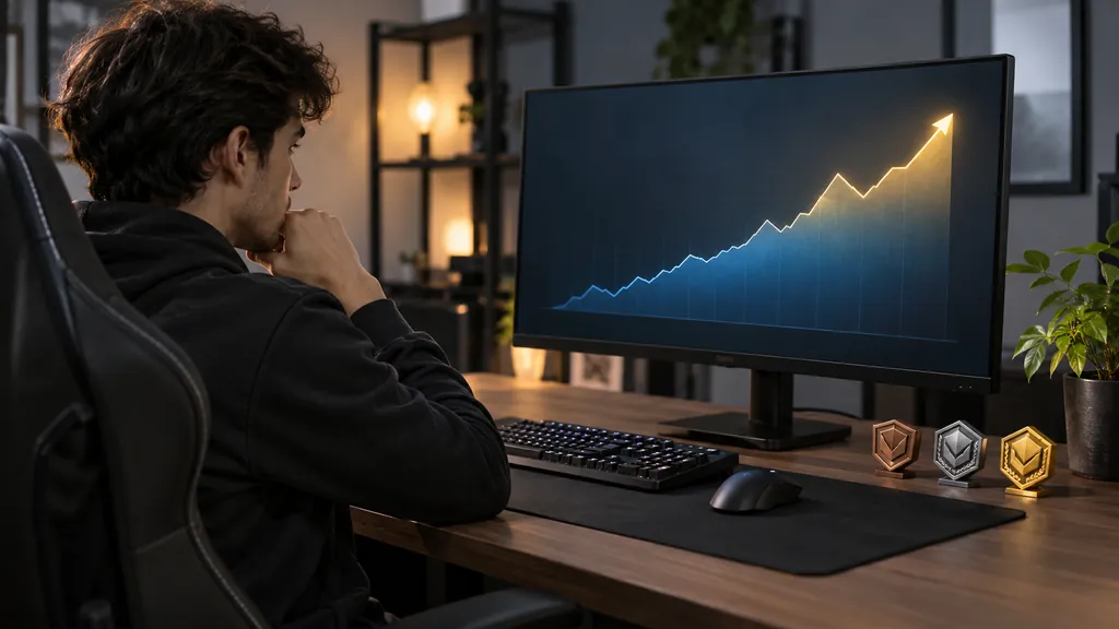 Gaming analytics workstation illustrating Rainbow Six Siege MMR Tracker - Check and Understand Your MMR