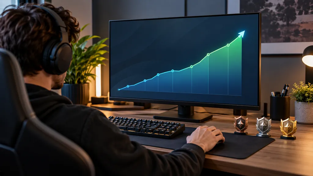 Gaming analytics workstation illustrating Rainbow Six Siege MMR Tracker - Check and Understand Your MMR