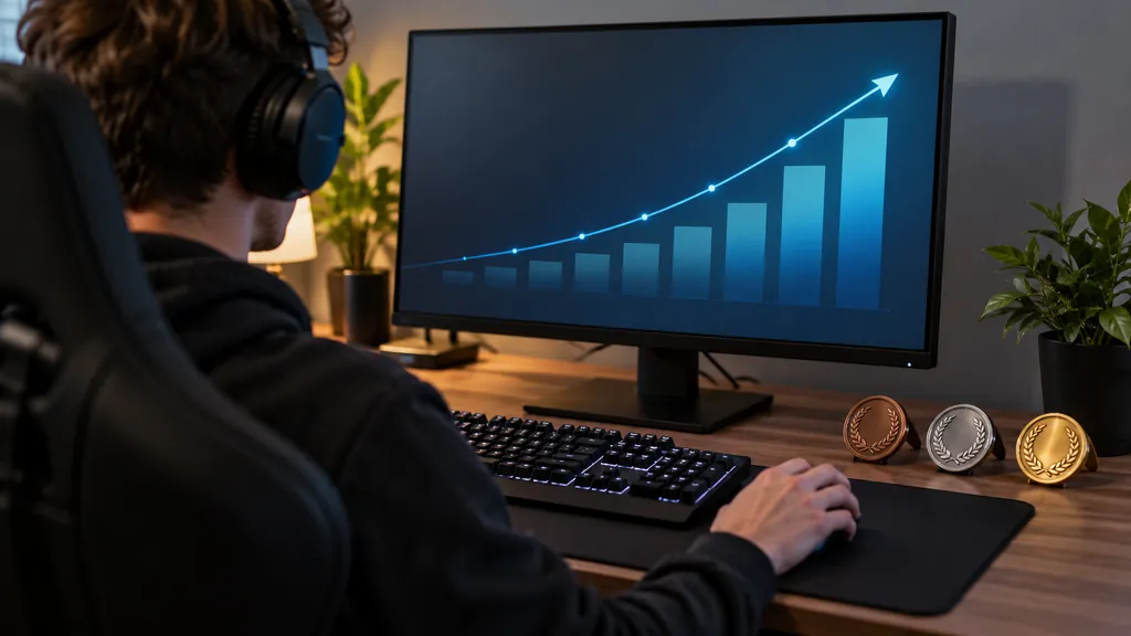 Gaming analytics workstation illustrating Rainbow Six Siege Player Stats - Check Rank KD Wins and Matches