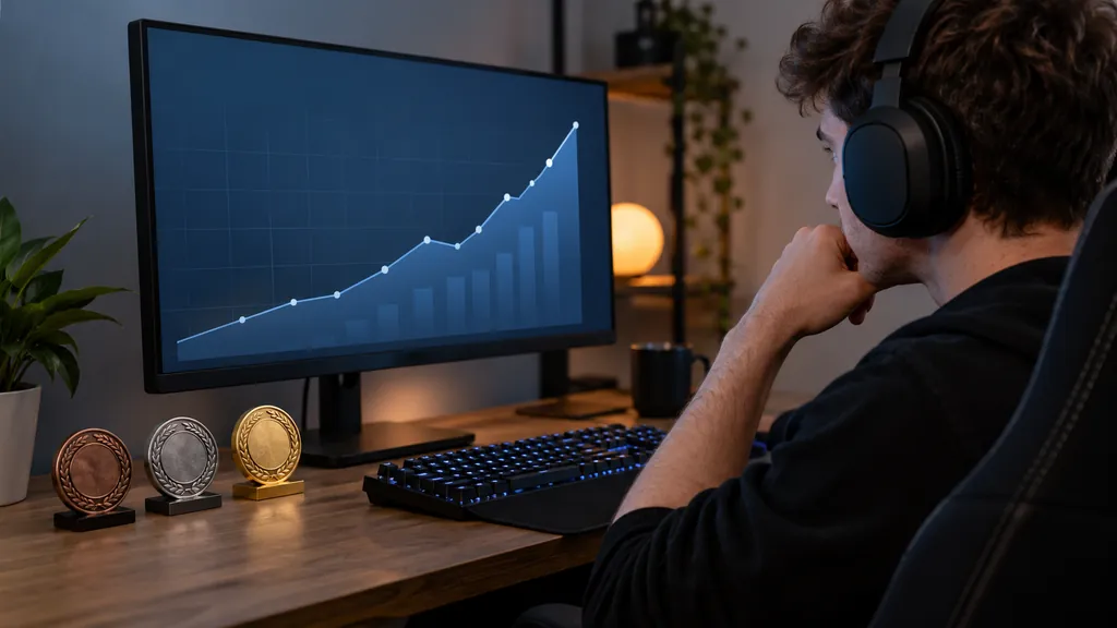 Gaming analytics workstation illustrating Rainbow Six Siege Player Stats - Check Rank KD Wins and Matches