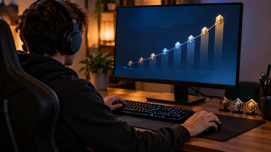 Gaming analytics workstation illustrating Rainbow Six Siege Rank Tracker - Check Your Current Rank and RP