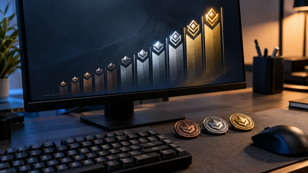Gaming analytics workstation illustrating Rainbow Six Siege Ranks - Complete Ranking System and Tier Guide