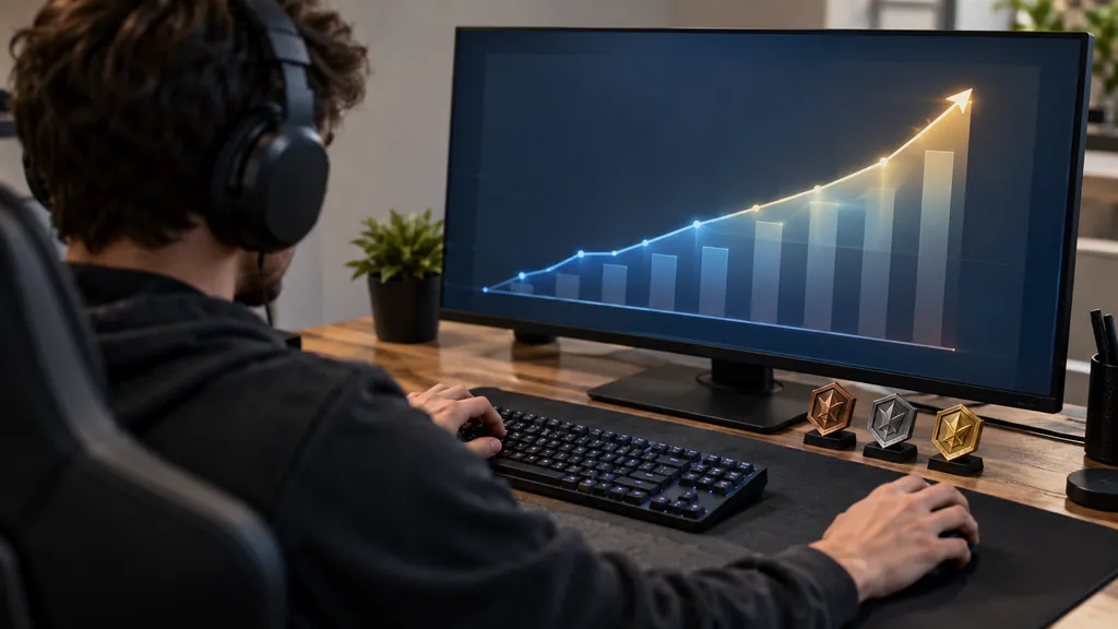 Gaming analytics workstation illustrating Siege Tracker PC - Check Rainbow Six Siege PC Stats and Rank