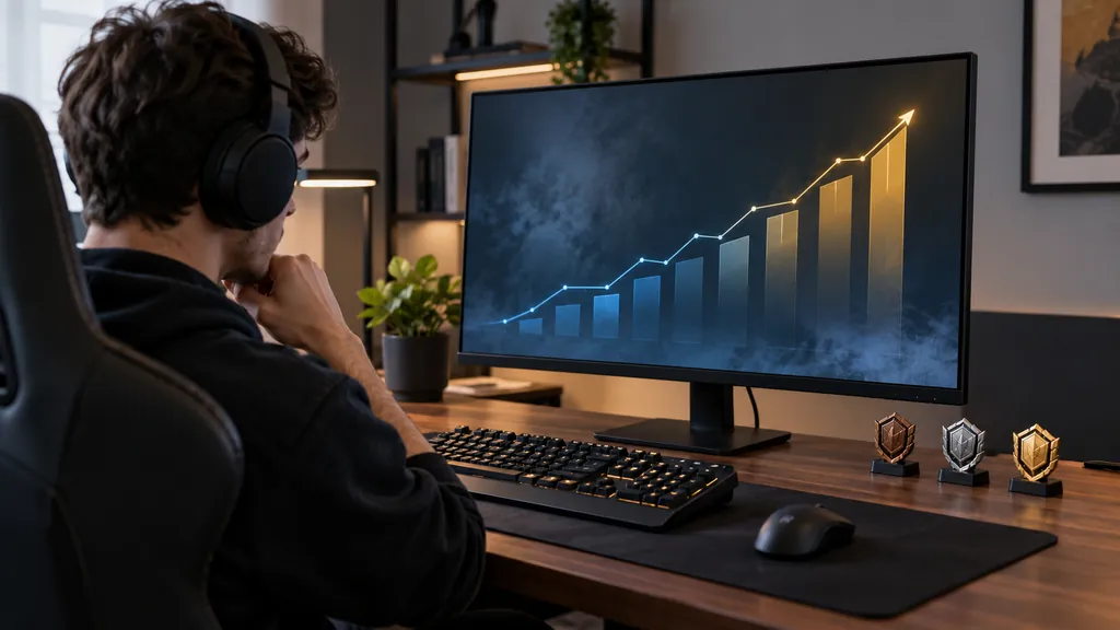 Gaming analytics workstation illustrating Siege Tracker PC - Check Rainbow Six Siege PC Stats and Rank