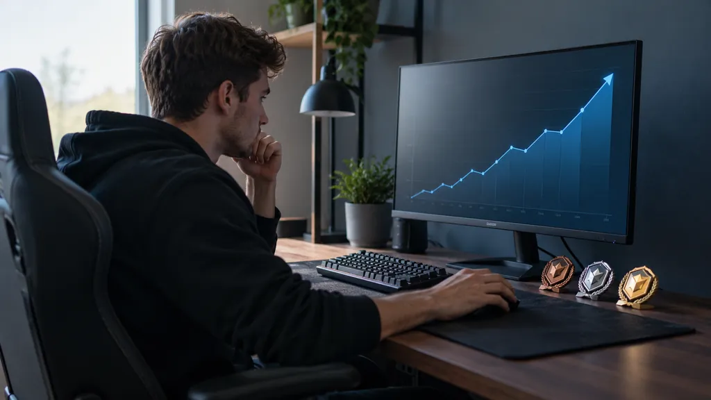 Gaming analytics workstation illustrating Siege X Stats Tracker - Check Player Stats Rank and Performance