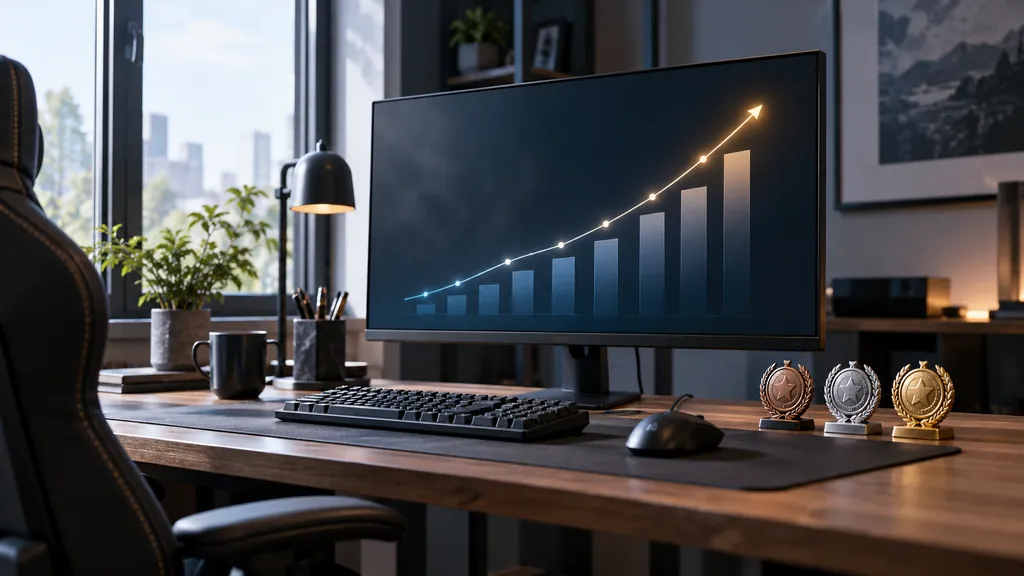 Gaming analytics workstation illustrating Siege X Stats Tracker - Check Player Stats Rank and Performance