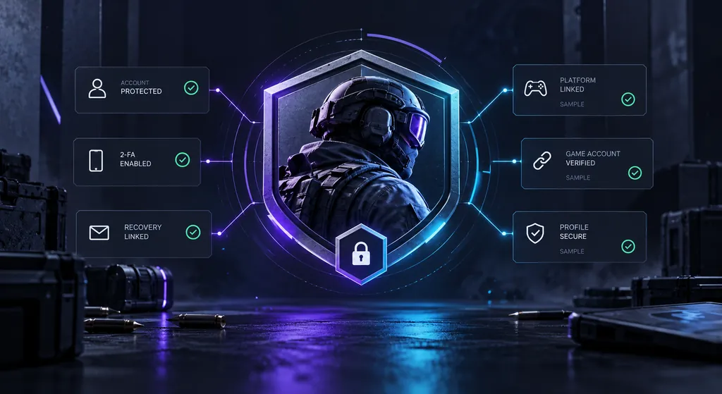 Account security shield graphic showing that Siege Tracker never asks for your Ubisoft password
