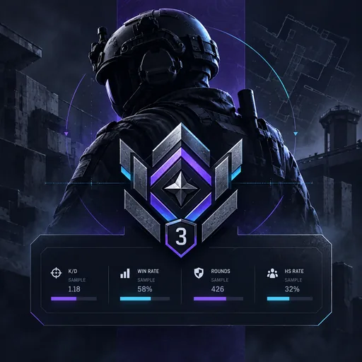 Example player stat card from the R6 player stats analyzer with labelled sample numbers
