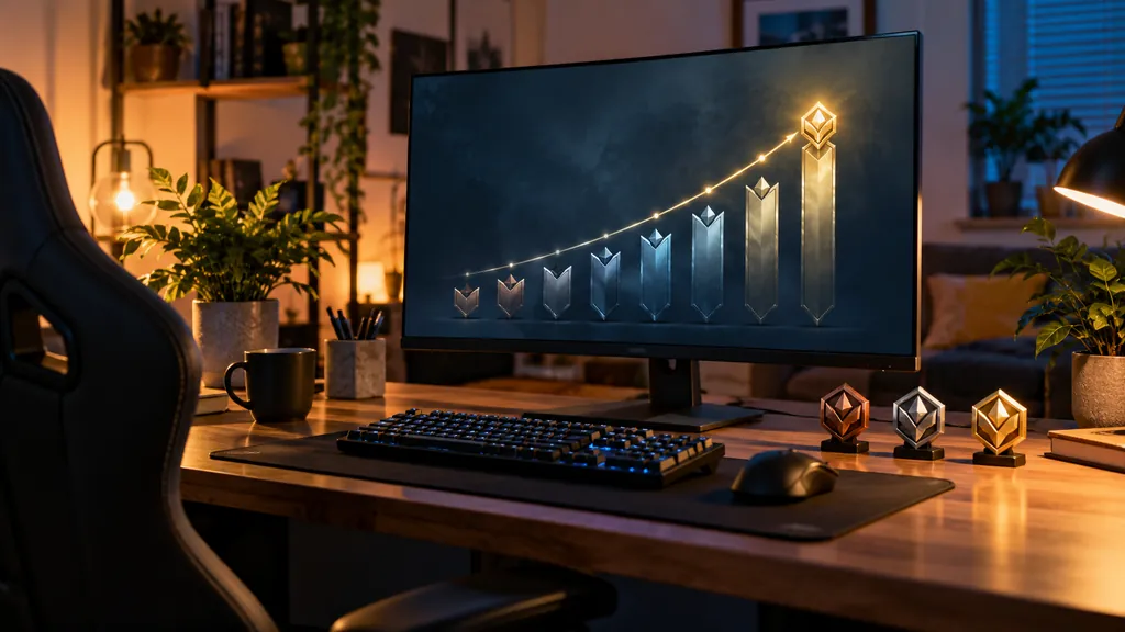 Gaming analytics workstation illustrating Rainbow Six Siege Rank System Explained - Ranks, RP and Ranked 3.0